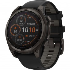 Смарт-годинник Garmin Fenix 8 Solar Sapphire 47mm титан Carbon Gray DLC titanium with Black and Pebble Grey Silicone Band 010-02906-11