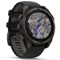 Смарт-годинник Garmin Fenix 8 Solar Sapphire 47mm титан Carbon Gray DLC titanium with Black and Pebble Grey Silicone Band 010-02906-11