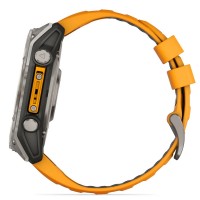 Смарт-годинник Garmin Fenix 8 Amoled 51 мм Sapphire Titanium з помаранчевою фірмовою вставкою та силіконовим ремінцем 010-02905-11