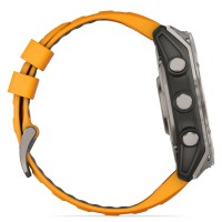 Смарт-годинник Garmin Fenix 8 Amoled 51 мм Sapphire Titanium з помаранчевою фірмовою вставкою та силіконовим ремінцем 010-02905-11