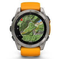 Смарт-годинник Garmin Fenix 8 Amoled 51 мм Sapphire Titanium з помаранчевою фірмовою вставкою та силіконовим ремінцем 010-02905-11