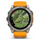 Смарт-годинник Garmin Fenix 8 Amoled 51 мм Sapphire Titanium з помаранчевою фірмовою вставкою та силіконовим ремінцем 010-02905-11