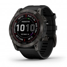 Смарт-годинник Garmin Fenix 7X Sapphire Solar титановий чорно-сірий корпус  з чорним ремінцем 010-02541-11