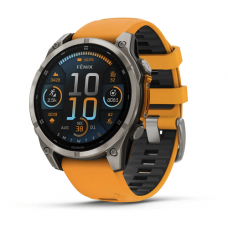 Смарт-годинник Garmin Fenix 8 Amoled 47мм Sapphire Titanium з помаранчевим силіконовим ремінцем (010-02904-11)