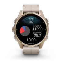 Смарт-годинник Garmin fenix 8 AMOLED (43 мм) Sapphire золотистий/вапняково-сірий шкіряний ремінець ексклюзив (010-02903-40)