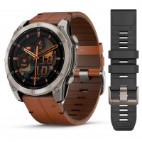 Смарт-годинник Garmin fenix 8 AMOLED (51 мм) Sapphire Titanium з каштановим шкіряним ремінцем (010-02905-40)