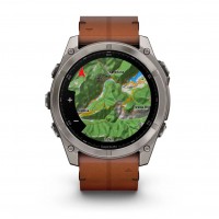 Смарт-годинник Garmin fenix 8 AMOLED (51 мм) Sapphire Titanium з каштановим шкіряним ремінцем (010-02905-40)