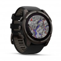 Смарт-годинник Garmin Fenix 8 Solar 51 мм із Sapphire покриттям, вуглецево-сірий, з DLC, з силіконовим ремінцем сірого кольору 010-02907-11