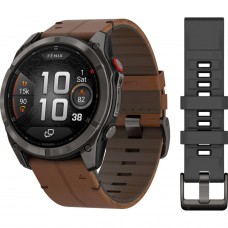 Смарт-годинник Garmin fenix 8 Pro AMOLED (51 мм) Sapphire кольору сірий DLC титан з шкіряним ремінцем (010-03199-40)