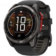 Смарт-годинник Garmin Fenix 8 Pro MicroLED Sapphire 51mm сірий DLC Titanium з чорним силіконовим ремінцем (010-03380-01)