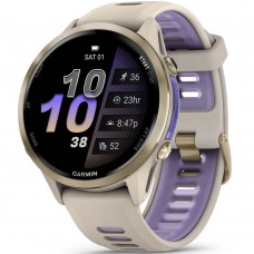 Смарт-годинник Garmin Forerunner 970 з золотим безелем з титану та світло сірим ремінцем 010-02969-12