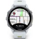 Смарт-годинник Garmin Forerunner 970 з сріблястим титановим безелем та біло-жовтим ремінцем 010-02969-11