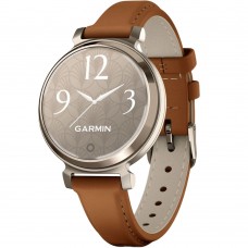 Смарт-годинник Garmin Lily 2 Classic пудрове золотистий з шкіряним ремінцем коричневого кольору 010-02839-02